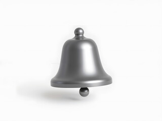 Silver bell icon isolated on white, symbolizing alert, notification, reminder, or announcement concepts. Generative AI