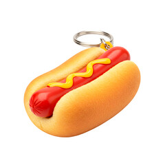 Close-up of a Playful Miniature Hot Dog Keychain