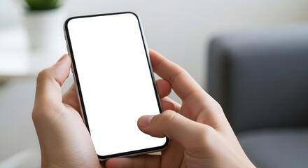 Hands Holding Smartphone with Blank Screen, Mockup for App Presentation