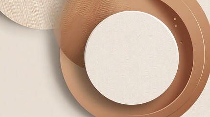 Nested Circular Wooden Platters with a Central White Disc