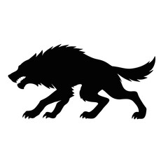 Fototapeta premium Snarling Werewolf Silhouette Icon Isolated on White Background 