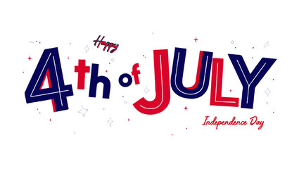 Vector art of happy fourth of july text isolated on white background