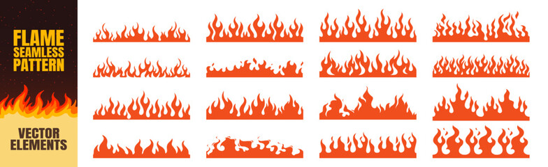 Flame vector silhouette collection on transparent background