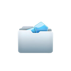 blue open folder icon with documents inside, commonly used to represent a file directory, folder location, or document storage in computer systems. The design features a 3D-style light blue folder wit