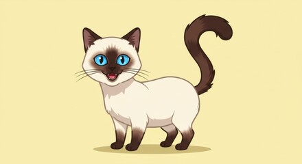 Fototapeta premium Cute cartoon siamese cat illustration