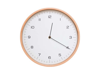 Minimal wall clock with light wood frame and white face displaying 00:20 or 12:20. Perfect for...