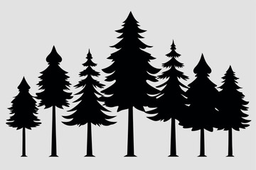 Obraz premium Silhouettes of evergreen trees in a forest&nbsp;setting