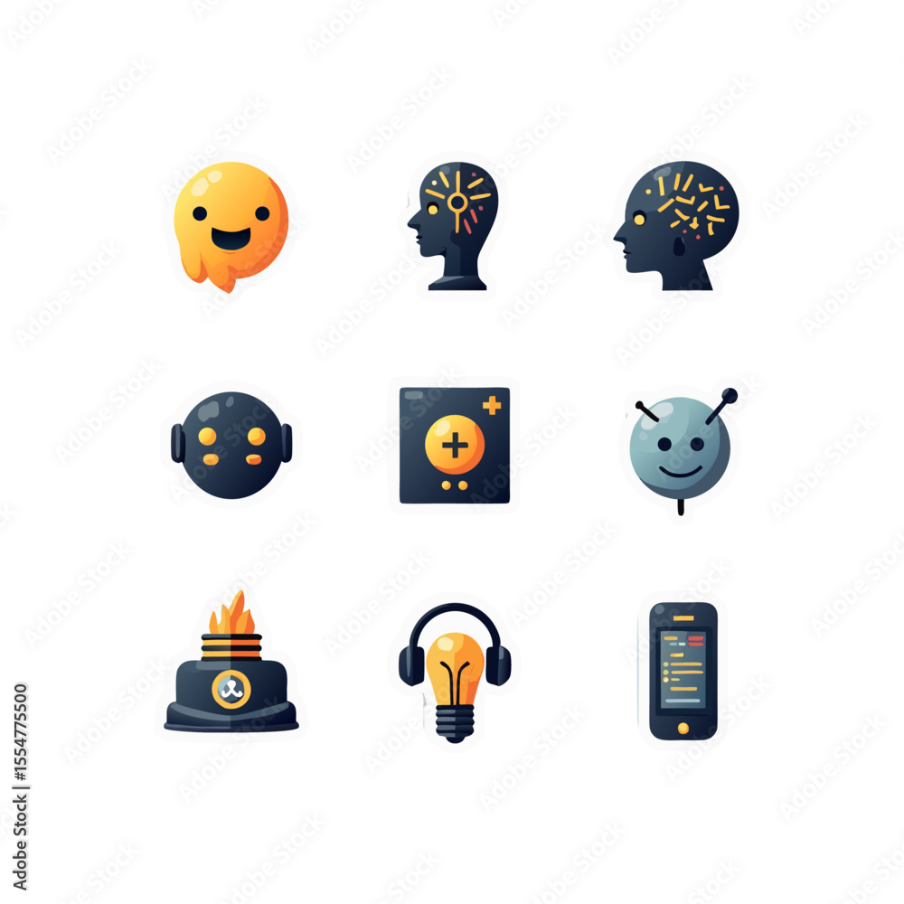 Poster artificial intelligence icons showcase machine learning, automation, and technological innovation in