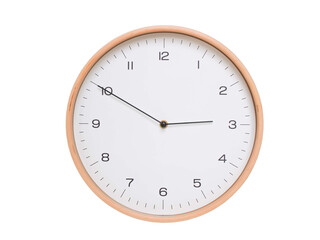 Minimal wall clock with light wood frame and white face displaying 02:50 or 14:50. Perfect for...