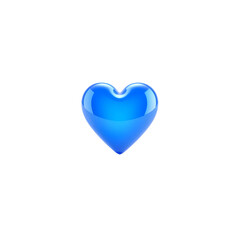 Fototapeta premium blue single heart, glossy, 3d, isolated, png