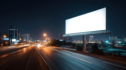 Blank billboard display model in urban landscape, with space for text and image replication