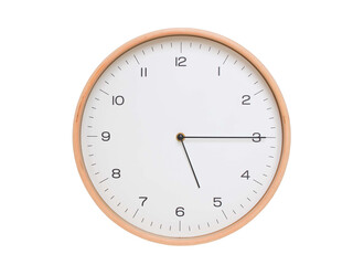 Minimal wall clock with light wood frame and white face displaying 05:15 or 17:15. Perfect for...