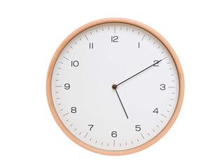 Minimal wall clock with light wood frame and white face displaying 05:10 or 17:10. Perfect for...