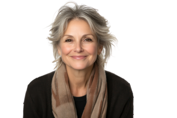 Mature Beauty: A portrait of an elegant, gray-haired woman with a gentle smile, radiating confidence and timeless grace. Capturing the essence of refined beauty and serene wisdom.