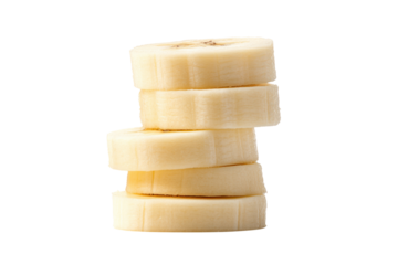 Stacked Slices of Fresh Banana: A macro shot of a tower of banana slices, beautifully arranged and ripe, offering a glimpse into a healthy and delicious treat.