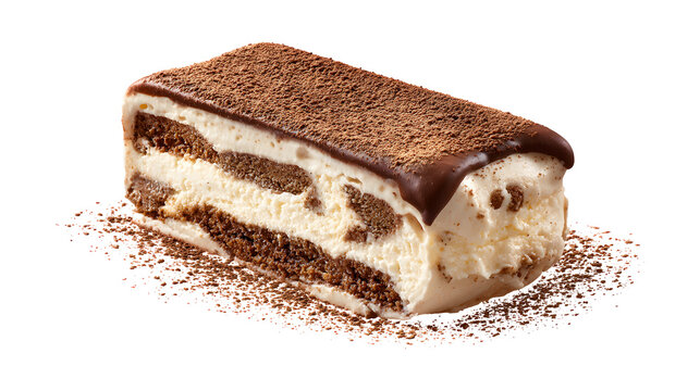  A scoop of tiramisu ice cream isolated on a white background