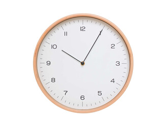 Minimal wall clock with light wood frame and white face displaying 10:05 or 22:05. Perfect for...