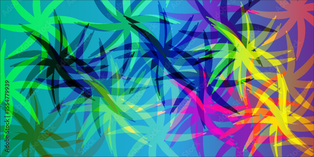 Poster dynamic abstract art featuring overlapping colorful shapes, creating energy and modern flair. vibran