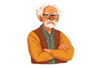 Angry old man anger isolated