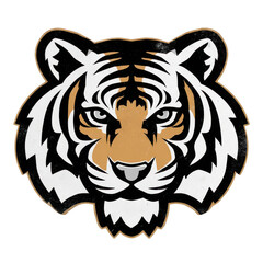 Obraz premium Sticker design vector of a tiger head, with a simple and clean shape on a white background, png, transparent