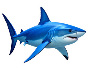 Realistic Blue Shark Swimming with Curved Body Motion Transparent Background PNG
