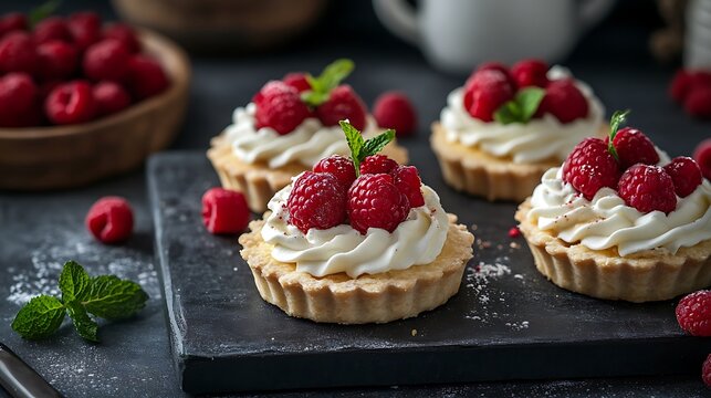 Tartlets on the table assortment with different creams