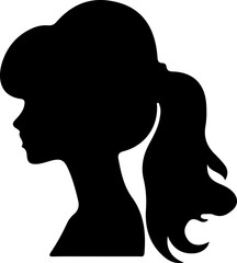 Woman Hairstyle Silhouette Vector, Female Hair Silhouette Design, Woman Haircut Vector Art, Stylish Woman Hair Outline, Beauty Hair Silhouette Art, Woman Hair Profile Vector, Elegant Hair Silhouette D