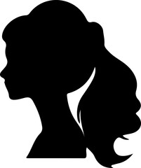 Woman Hairstyle Silhouette Vector, Female Hair Silhouette Design, Woman Haircut Vector Art, Stylish Woman Hair Outline, Beauty Hair Silhouette Art, Woman Hair Profile Vector, Elegant Hair Silhouette D