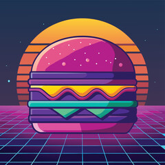 Retro 80s Synthwave Burger 