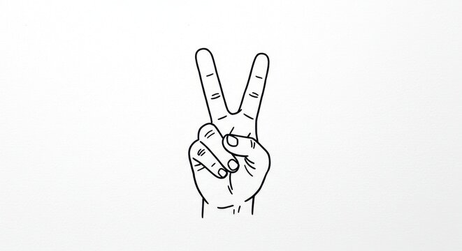Hand drawn victory gesture illustration
