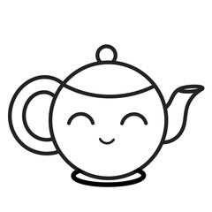 cute teapot cartoon illustration. kettle cartoon sketch. water kettle cartoon design line vector. Vector illustration.