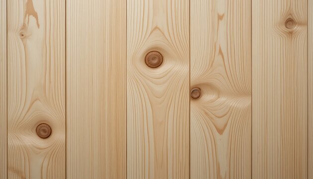 Fresh light wood paneling displays unique grain patterns and natural wood knots for construction or interior backgrounds.