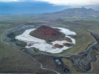 Meke Crater Lake and Extinct Volcano in Drought-Stricken Karapınar, Turkey
