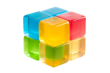 Toy block colorful single unit child's play concept isolated on transparent background 