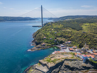 Rumelifeneri and Garipçe Fortresses on the Bosphorus Coast near Istanbul, Turkey