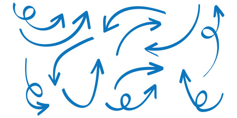 Set of Hand drawn vector arrows doodle on white background. design element vector illustration.