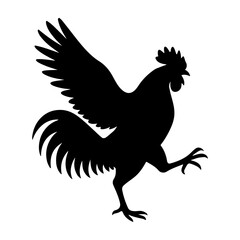 Cock silhouette fighting or striking side view