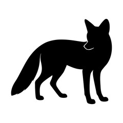 Fox silhouette look backward side view