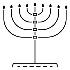 Minimalist Menorah Hanukkah Line Icon