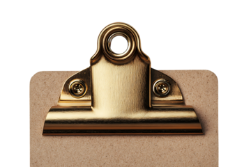 Clipboard clip only macro close-up metallic texture unique office detail isolated on transparent background 