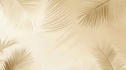 Soft beige background with delicate palm leaves creating an elegant, tropical, and minimalist botanical pattern.
