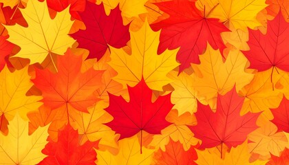 Fototapeta premium 紅葉したモミジの葉が織りなすシームレスパターンの壁紙 