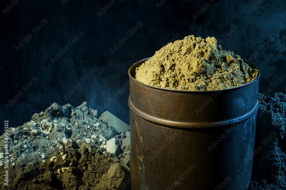 Aufkleber Uranium powder stored in a container for processing Generative AI
