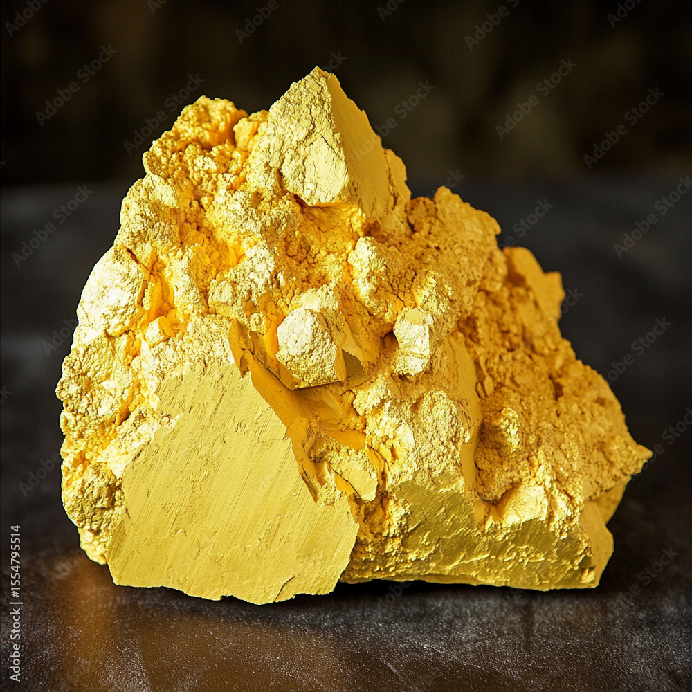Poster high-quality uranium yellowcake specimen with vibrant color generative ai