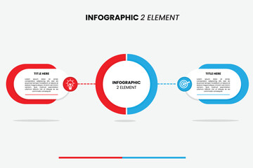 Creative 2-element infographic template with circular flow. Ideal for illustrating connections, comparisons, or a two-step process in presentations and reports. Easy to customize