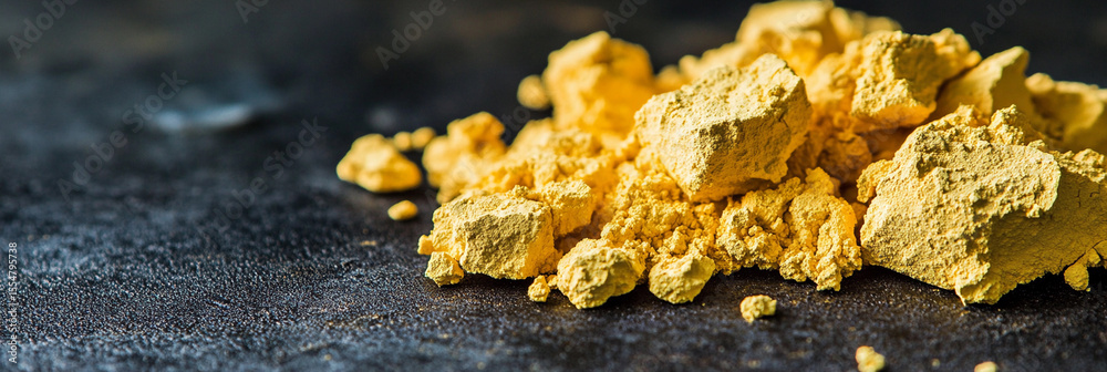 Poster uranium yellowcake sample on a dark surface generative ai