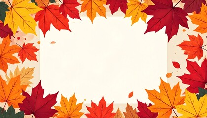 ホワイトスペースが真ん中にあり秋をイメージしたカラーリングの紅葉