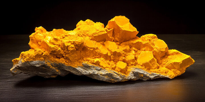 High-quality display of uranium yellowcake mineral specimen Generative AI