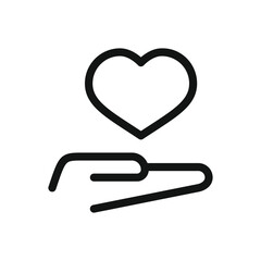 Hand with heart line icon, health care vector symbol with editable stroke