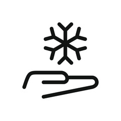 Snowflake hand line icon, frozen hand vector symbol with editable stroke
